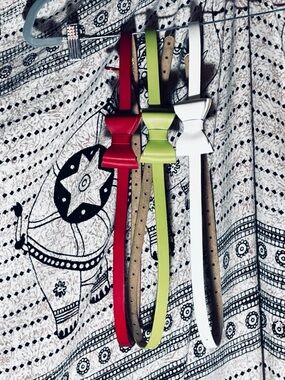 Tatyana Women’s Bow Belts Waist Size 24”-43” Lot Of Green, White, And Red